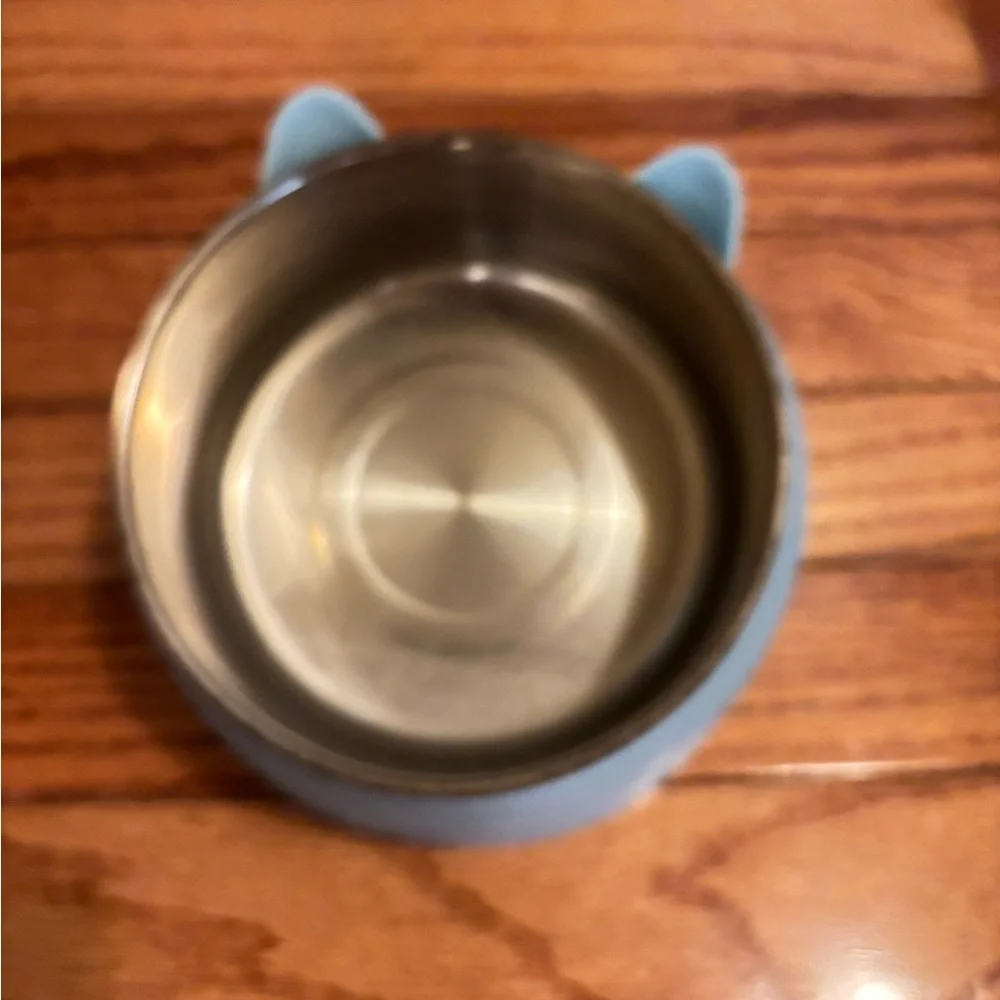 Elevated Cat Pet Bowls and collar Puppy Feeder Food Water Tilted Stand Dish